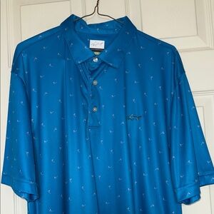 Greg Norman Collection Teal Polo Shirt with Pattern